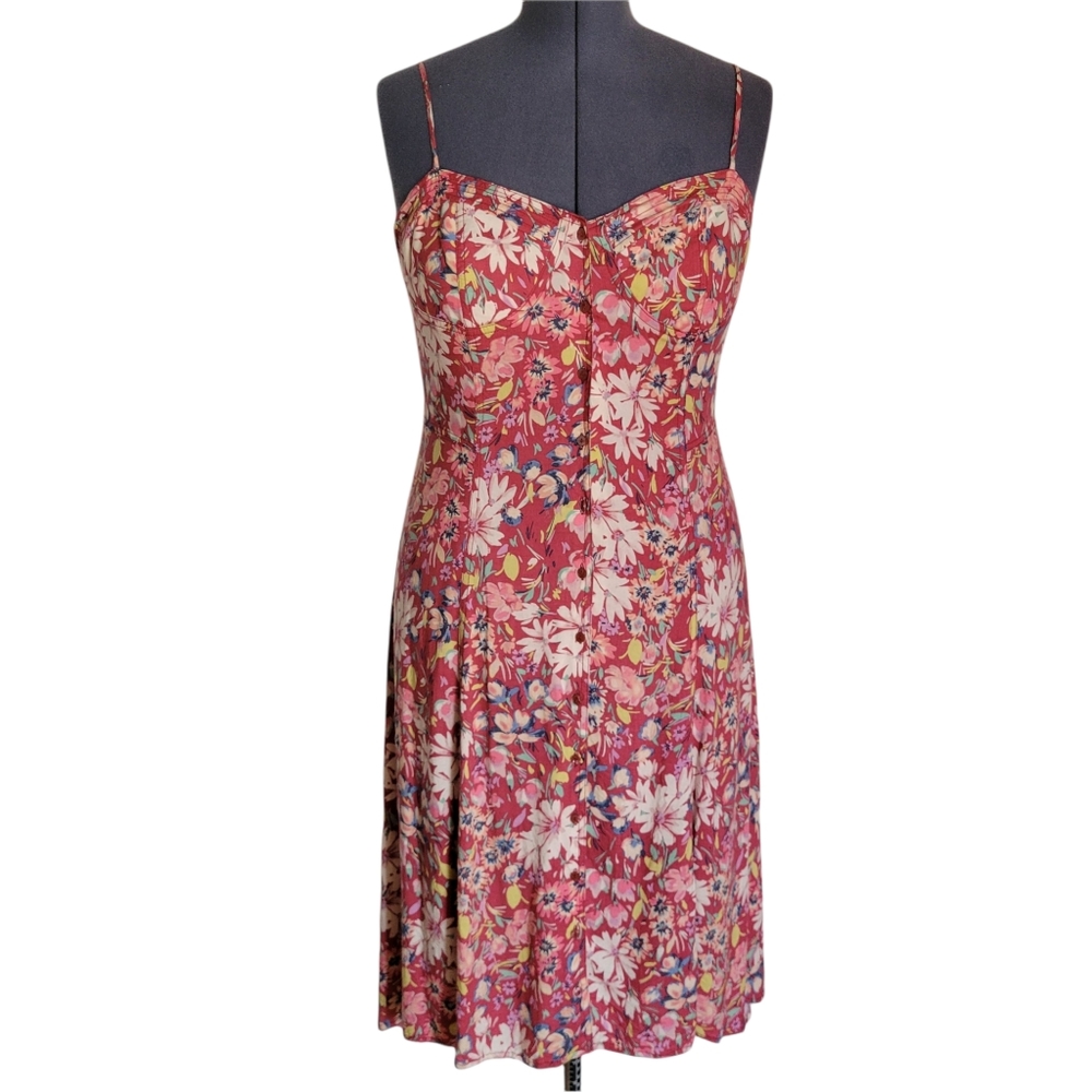 LC Lauren Conrad Floral Summer Dress Sz 16 Button Front Midi